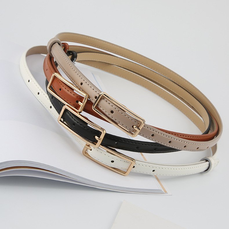 RW Wholesale High Quality Fashion Designer Pin Buckle Thin PU Leather Belts Classic Skinny Jeans Waist Belts for Women