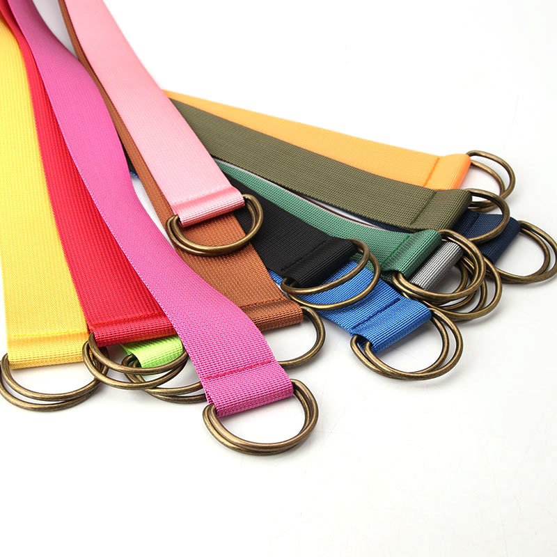 Wholesale Classic Double Ring D Buckle Canvas Belt Female Thick Cotton Ribbon Student Casual Belt Waistband Nylon Fabric Belt