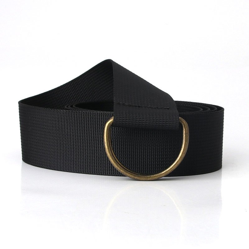Wholesale Classic Double Ring D Buckle Canvas Belt Female Thick Cotton Ribbon Student Casual Belt Waistband Nylon Fabric Belt