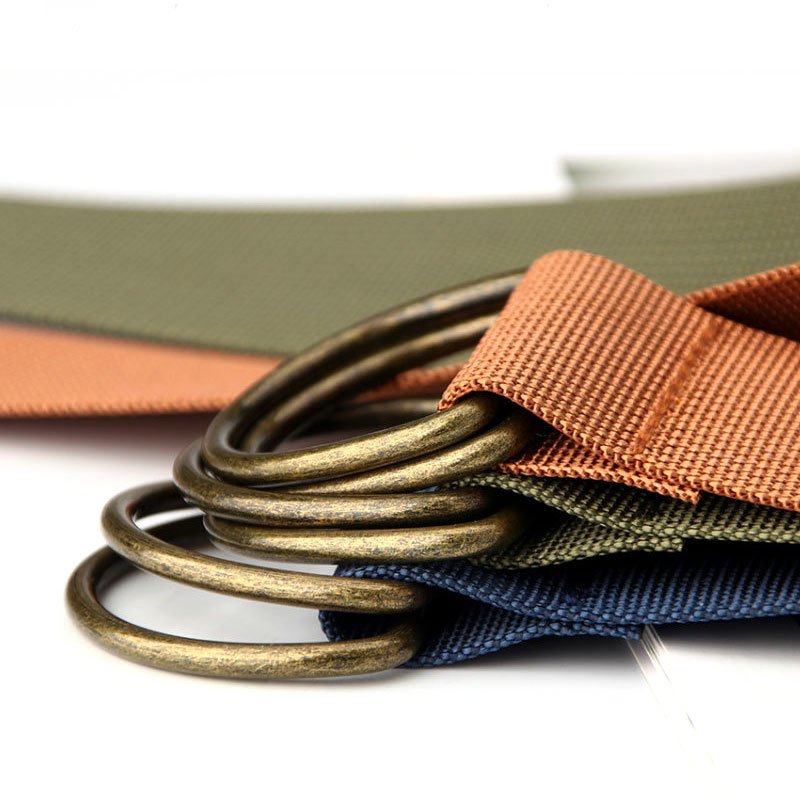 Wholesale Classic Double Ring D Buckle Canvas Belt Female Thick Cotton Ribbon Student Casual Belt Waistband Nylon Fabric Belt