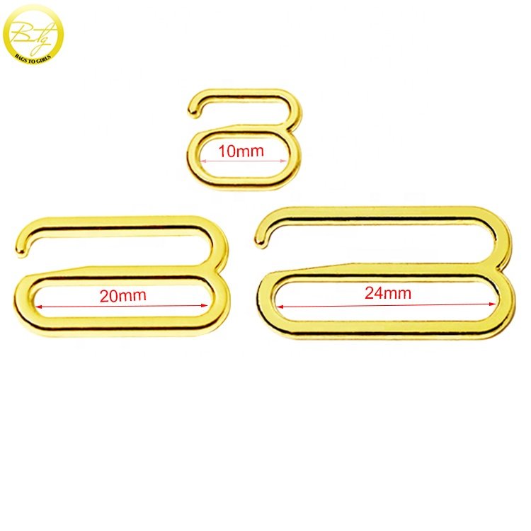 Fashion lingerie accessory gold clasps zinc alloy bikini hardware G buckle adjustable clip ring connector for bra