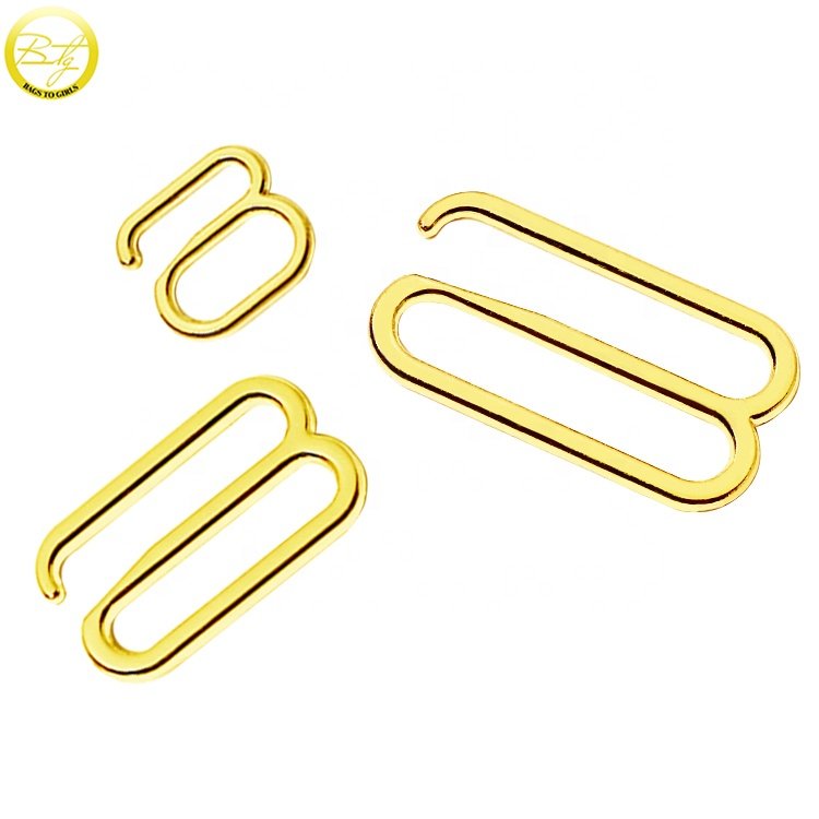 Fashion lingerie accessory gold clasps zinc alloy bikini hardware G buckle adjustable clip ring connector for bra