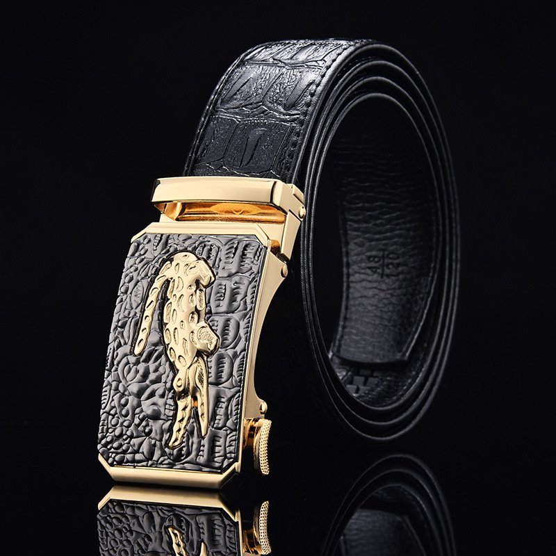 Wanshui Men's genuine leather belt business Crocodile automatic buckle belt cowhide simple fashion waistband