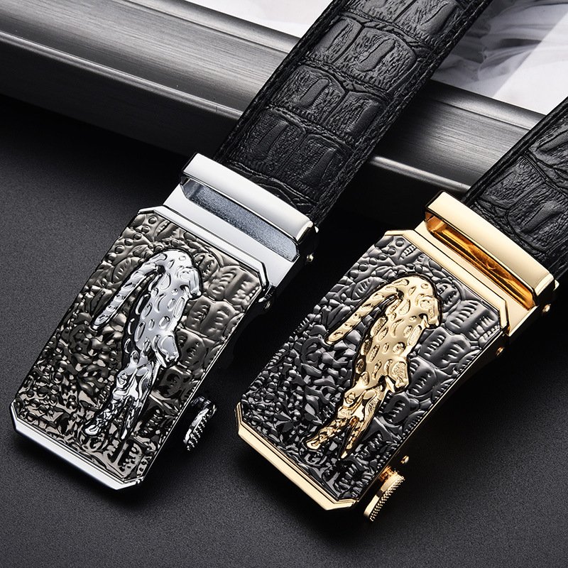 Wanshui Men's genuine leather belt business Crocodile automatic buckle belt cowhide simple fashion waistband