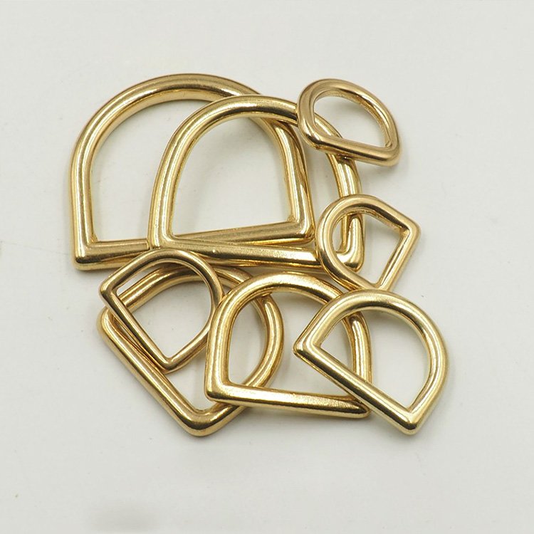 High-end Handmade Leather Bag Accessories brass hardware metal D buckle 13mm 15mm 16mm 20mm 22mm 25mm 30mm Solid Brass D ring