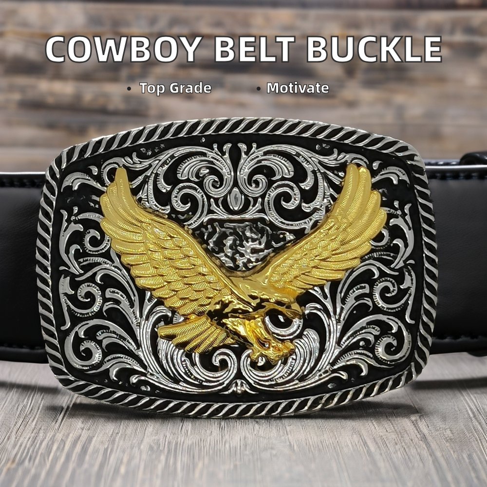 Hot Selling Western Cowboy Belt Buckles Cross-Border Retro Casual Smooth buckle with Arabesque Flower Eagle Made of Zinc Alloy