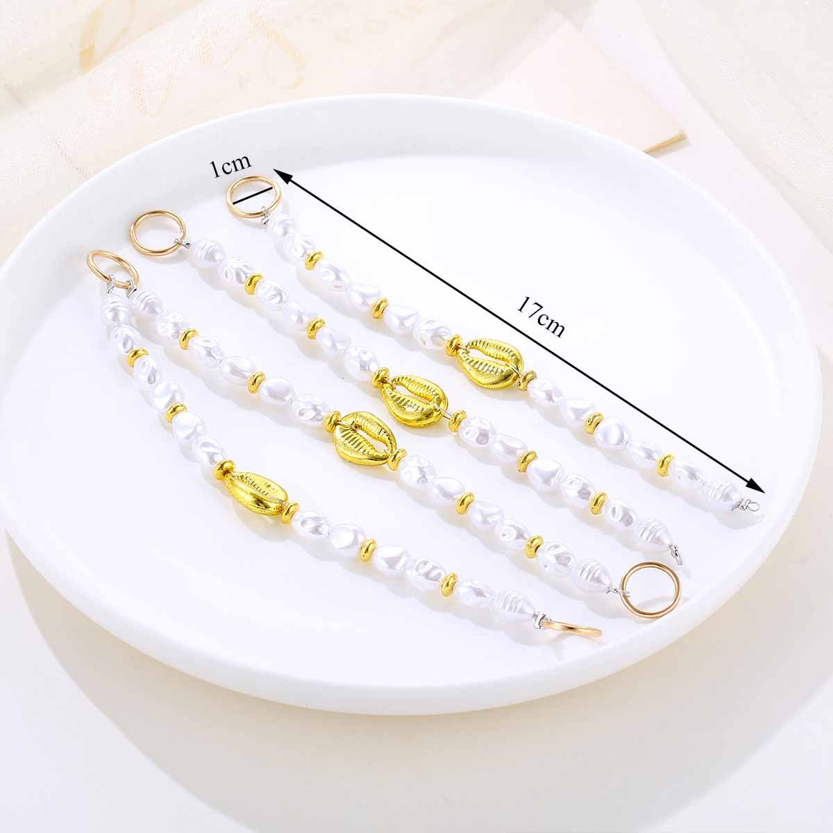 JFS011 Fashion Gold Plated Chain Strap Metal Necklace For Women Pearl Beaded Swimwear Connector Buckle Accessories