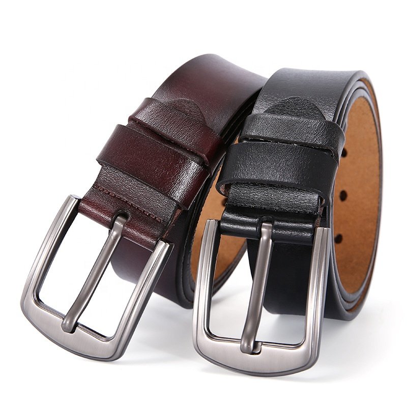 Leather belt for men simple black retro pants belt trendy cowhide casual needle buckle waist belt for men dropping