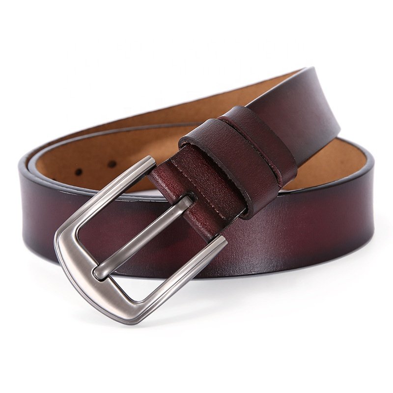 Leather belt for men simple black retro pants belt trendy cowhide casual needle buckle waist belt for men dropping