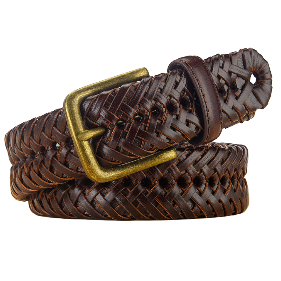 Fashion High Quality Handmade Cowhide Woven Genuine Leather Men Luxury Braided Belts with Pin Buckle