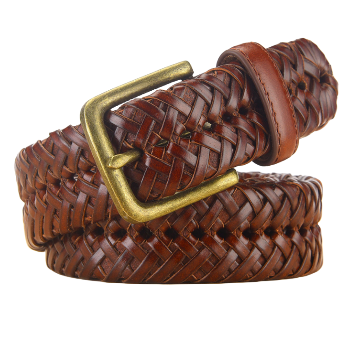 Fashion High Quality Handmade Cowhide Woven Genuine Leather Men Luxury Braided Belts with Pin Buckle