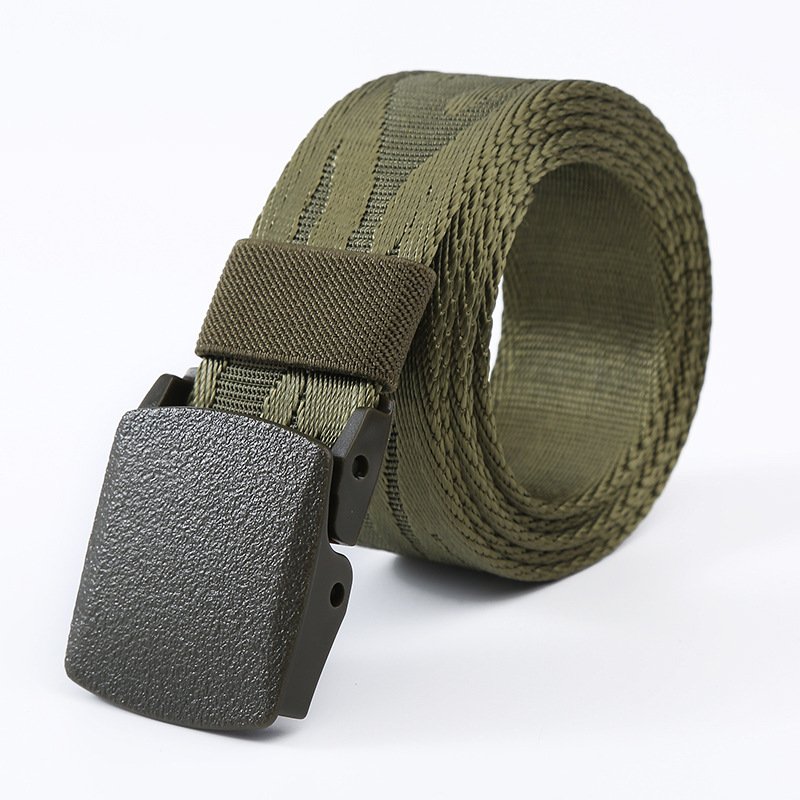Tactical Waist Belt Men's Canvas leisure Belt Casual Nylon Waistband Durable Plastic No Metal Buckle Training Belts 120x3.8cm