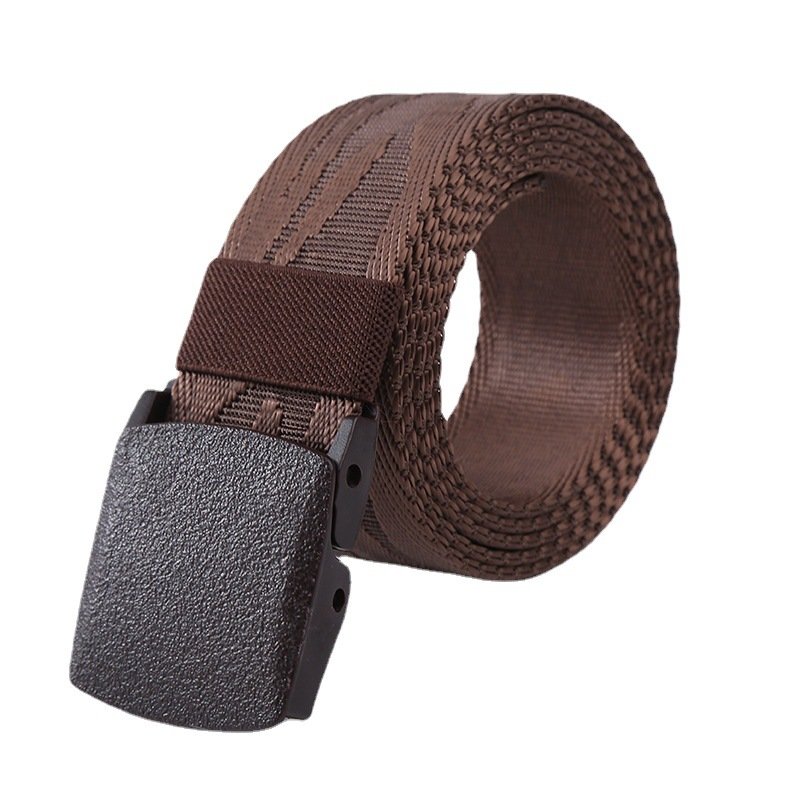 Tactical Waist Belt Men's Canvas leisure Belt Casual Nylon Waistband Durable Plastic No Metal Buckle Training Belts 120x3.8cm