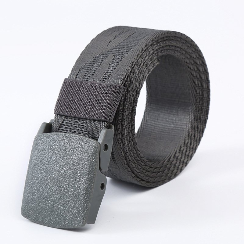 Tactical Waist Belt Men's Canvas leisure Belt Casual Nylon Waistband Durable Plastic No Metal Buckle Training Belts 120x3.8cm
