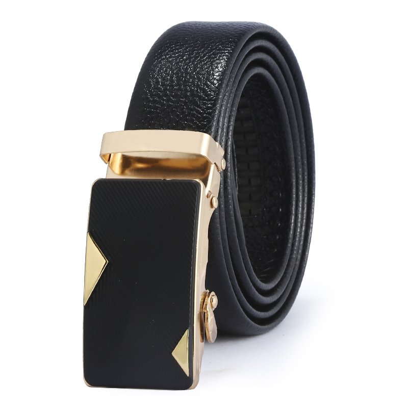 Men High Quality cowboy PU Gold Rachet Belts Men Fashion leather Jeans belt for man