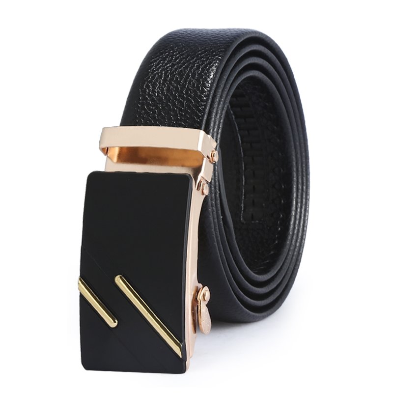 Men High Quality cowboy PU Gold Rachet Belts Men Fashion leather Jeans belt for man