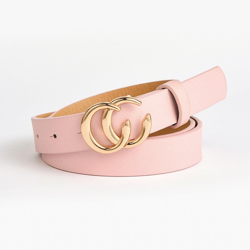 Ladies Belt Suppliers 2023 Fashion Trends Luxury Fashionable Double C Buckles Black Leather Ladies Belts
