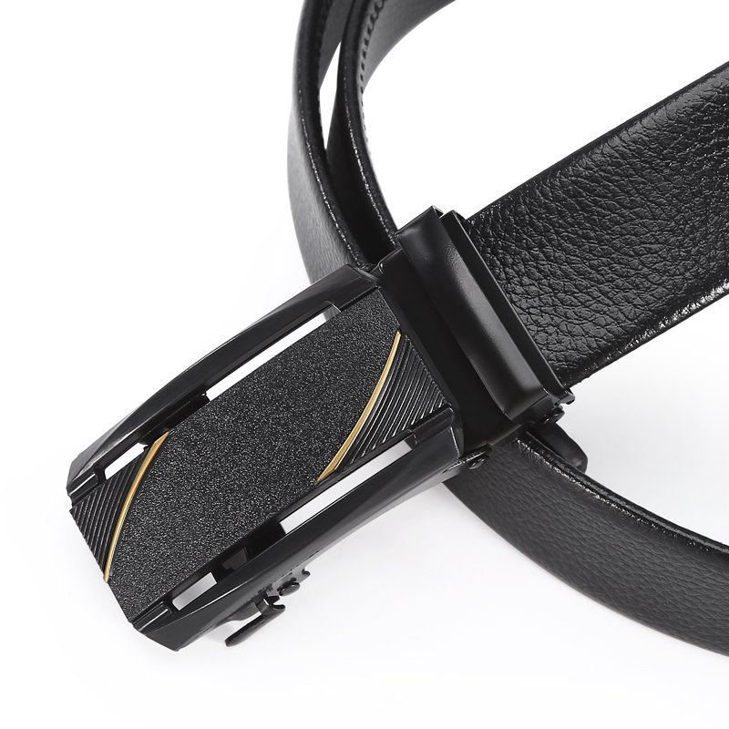 Designer Belt PU Automatic Adjustment Belt Buckle Plastic Buckle Non Perforated Waist Belt