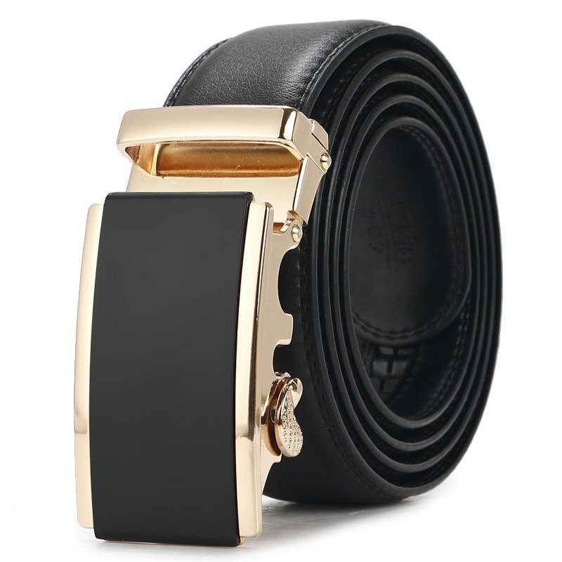 TXL378 Business Men Belts Automatic Buckle Cowhide Belts Customized Logo Male Waist Straps Genuine Leather Belt