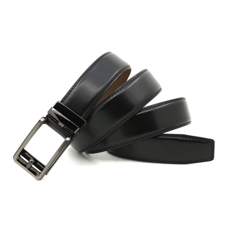 Men Leather Strap Belt Brown Automatic Sliding Buckle Fashion Luxury Leather Men Belt