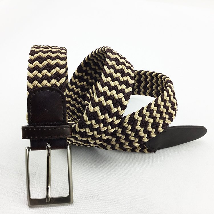 Woven Mens Stretch Braided Elastic Belt with Pin Buckles Man Belt