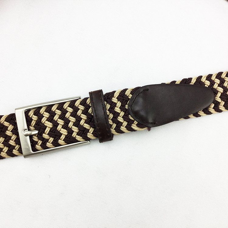 Woven Mens Stretch Braided Elastic Belt with Pin Buckles Man Belt