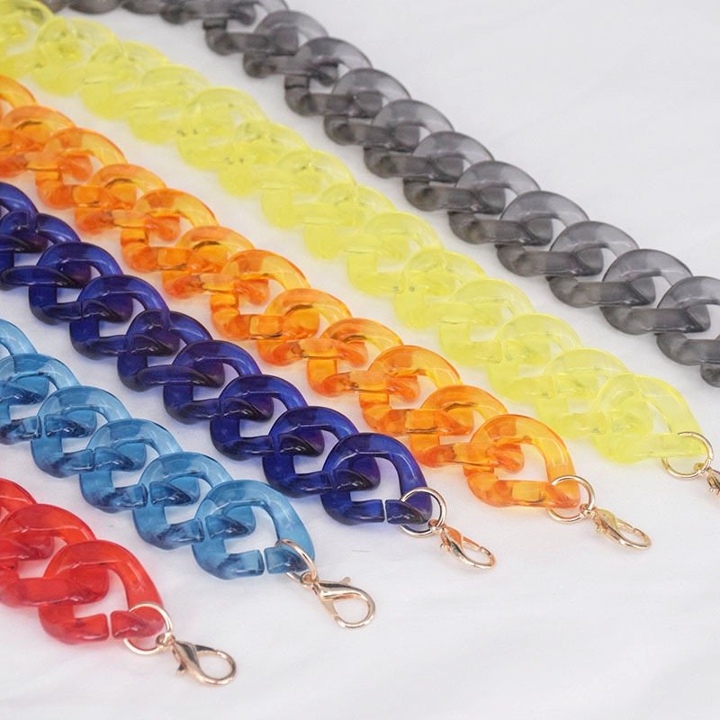 Clear candy Color Acrylic Resin Chain Bag Accessories Metal Buckle Handbag chain Party handle accessories