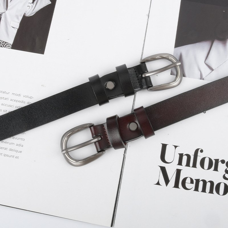 High Quality Luxury Leather Ladies Waist Belt Double Buckle Retro Carved Belt Men And Women Designer Belts