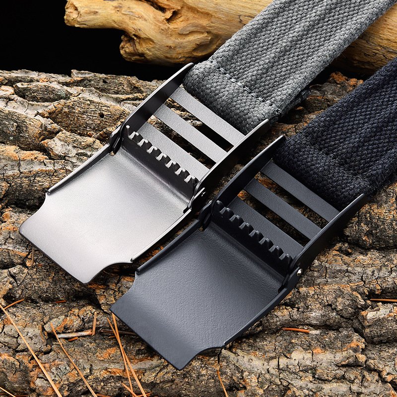 Canvas Men's Snap Buckle Cotton Belt Outdoor Casual Pants Pouch 2023 New Men's Belt elastic waist belt