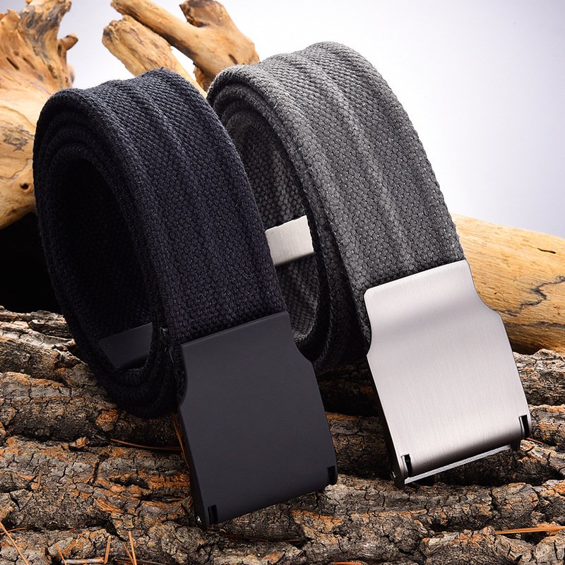 Canvas Men's Snap Buckle Cotton Belt Outdoor Casual Pants Pouch 2023 New Men's Belt elastic waist belt