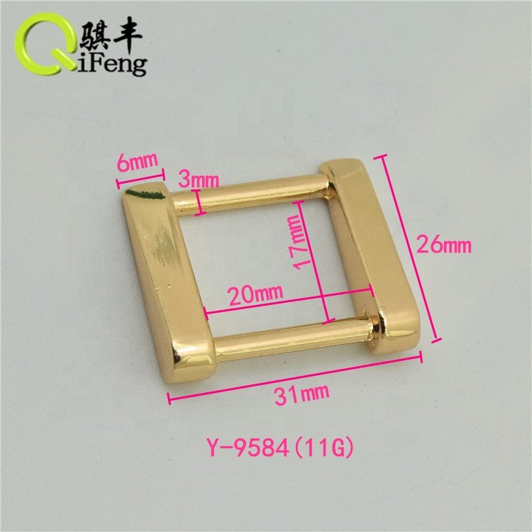 Light Gold Zinc Alloy Metal Ring Square Buckle For Bags Accessories Metal Ring For Purse Bag
