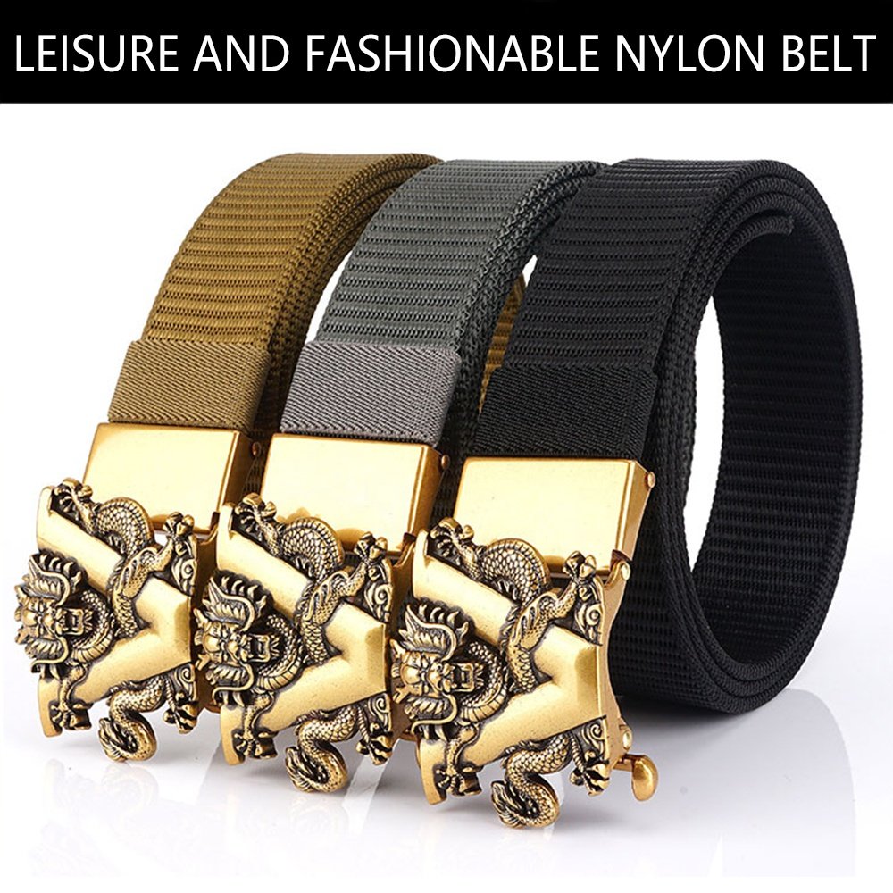 Wholesale Business Men's Nylon Fabric belt Adjustable metal automatic buckle Tactical Belt Hunting Hiking Outdoor Sports belt