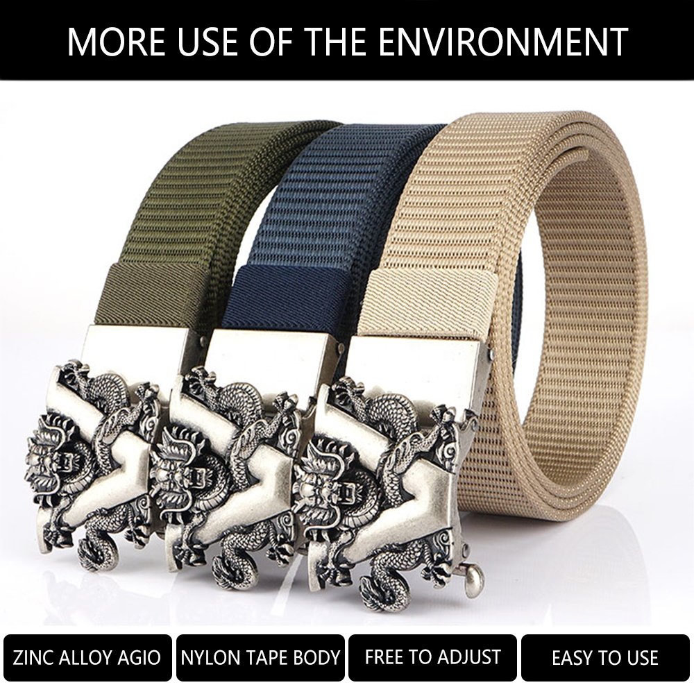 Wholesale Business Men's Nylon Fabric belt Adjustable metal automatic buckle Tactical Belt Hunting Hiking Outdoor Sports belt
