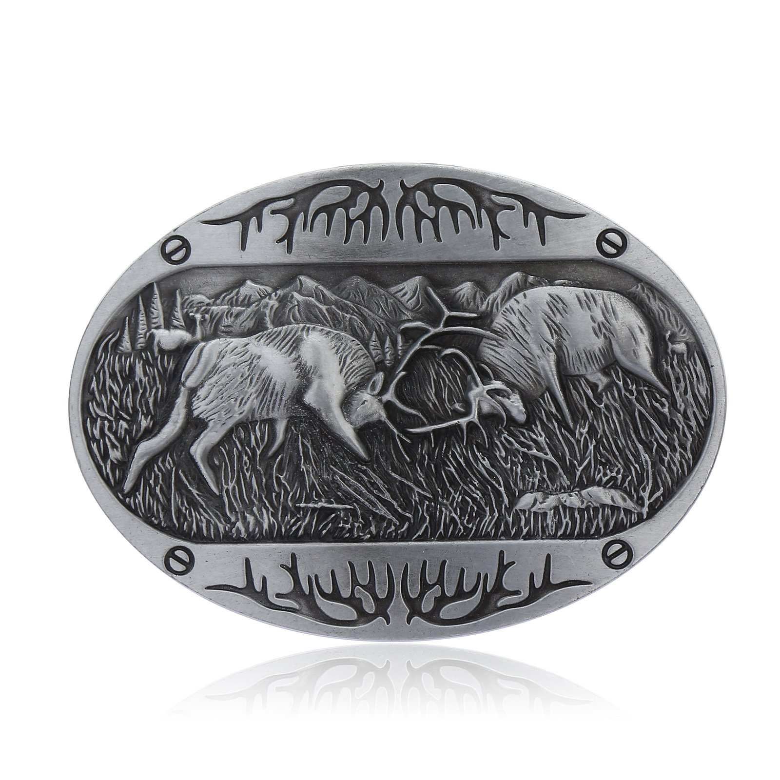 New Arrival Personalized Western Cowboy Retro Pattern Deer Zinc Alloy Belt Buckle for Men Women