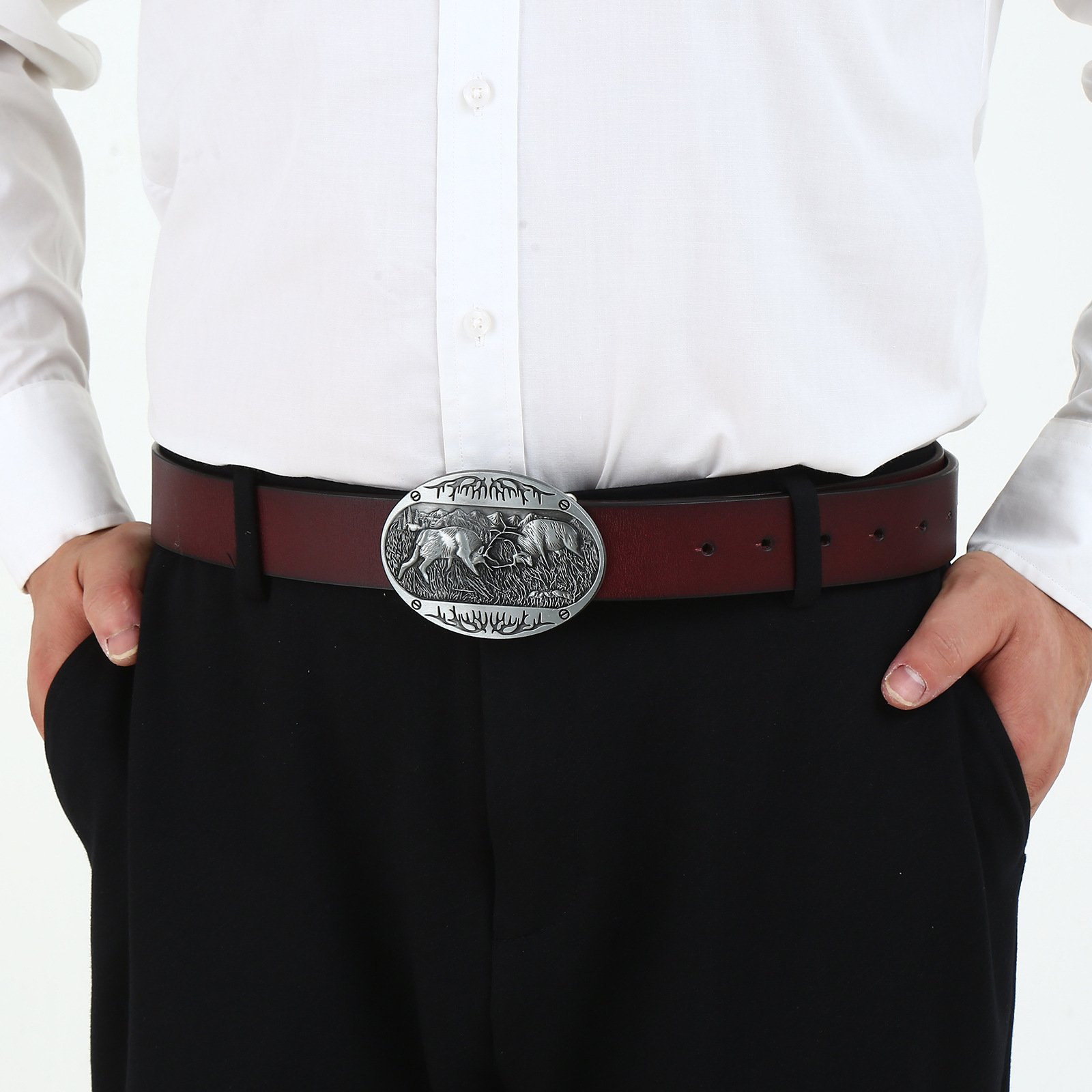 New Arrival Personalized Western Cowboy Retro Pattern Deer Zinc Alloy Belt Buckle for Men Women