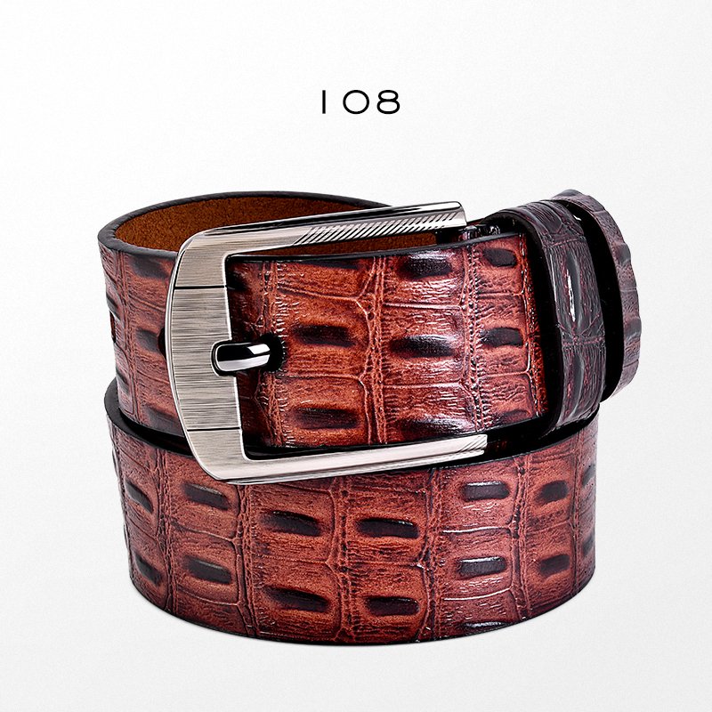 Business Brown Belt Fashion Zin Alloy Pin Leather Belt Buckle Real Leather Belt for Men