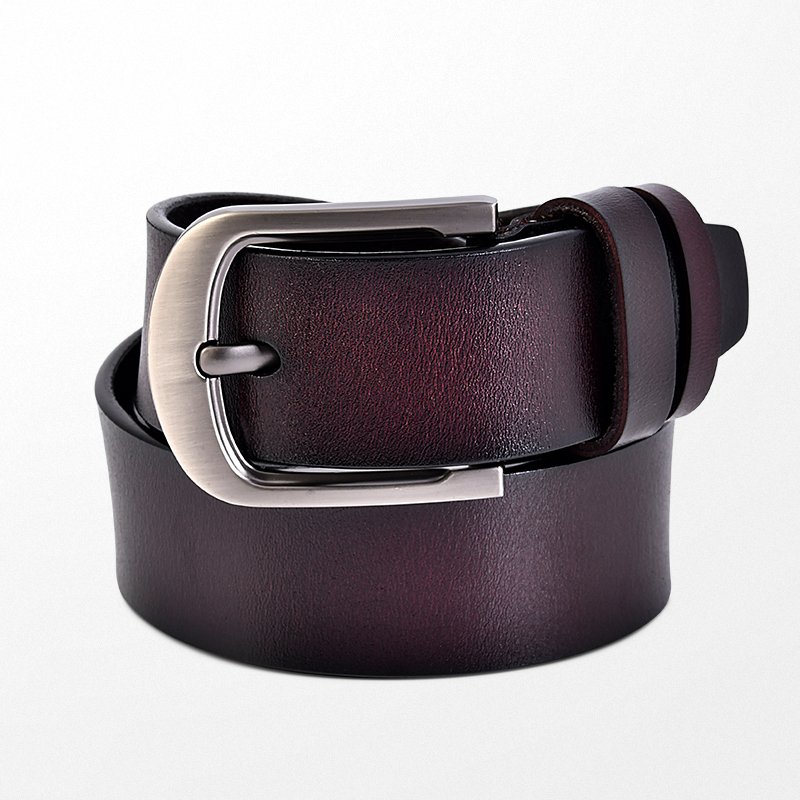 Business Brown Belt Fashion Zin Alloy Pin Leather Belt Buckle Real Leather Belt for Men