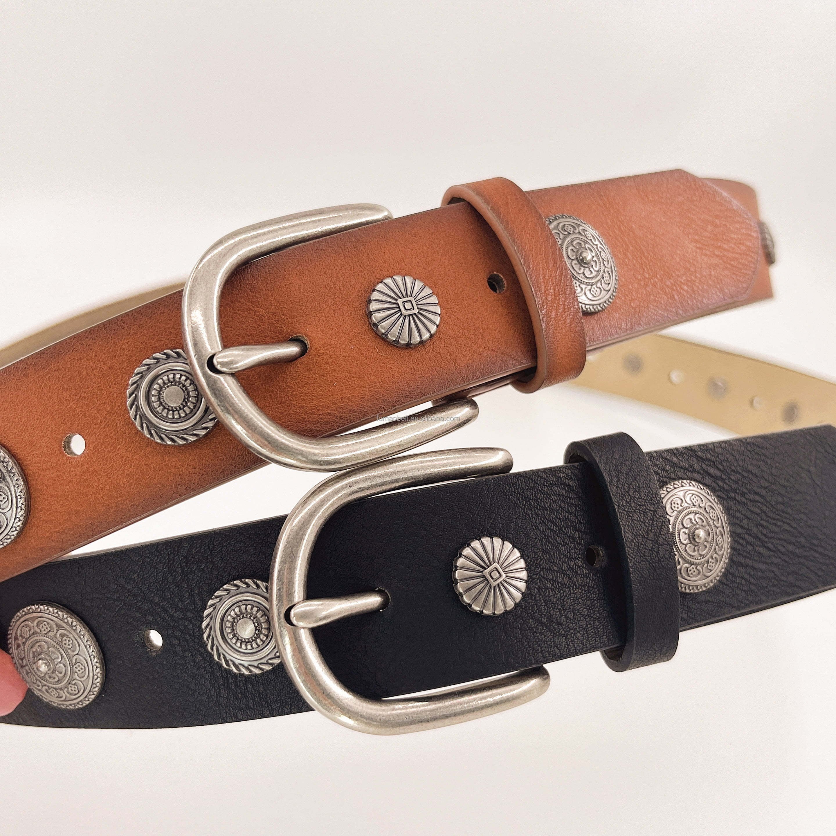 FM latest custom pin buckle classical trend punk PU material women's belt custom belt buckle logo metal fashion belts for ladies