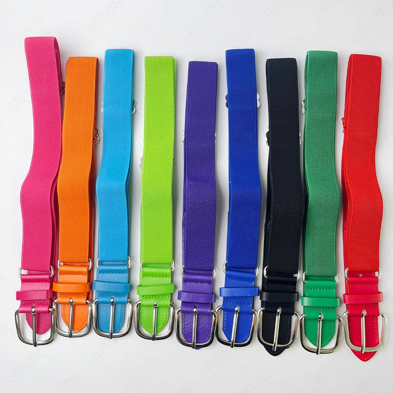 RW Fashion Pu Leather End Teens Elastic Surcingle Belt Quality Metal Buckle Kids Stretch Waist Belt For Baseball Softball Sports