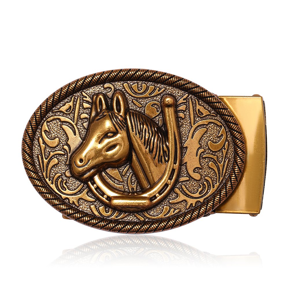 Men Smooth Buckle Western Hip Hop American Casual Personality Zinc Alloy Cowboy Plate Buckle