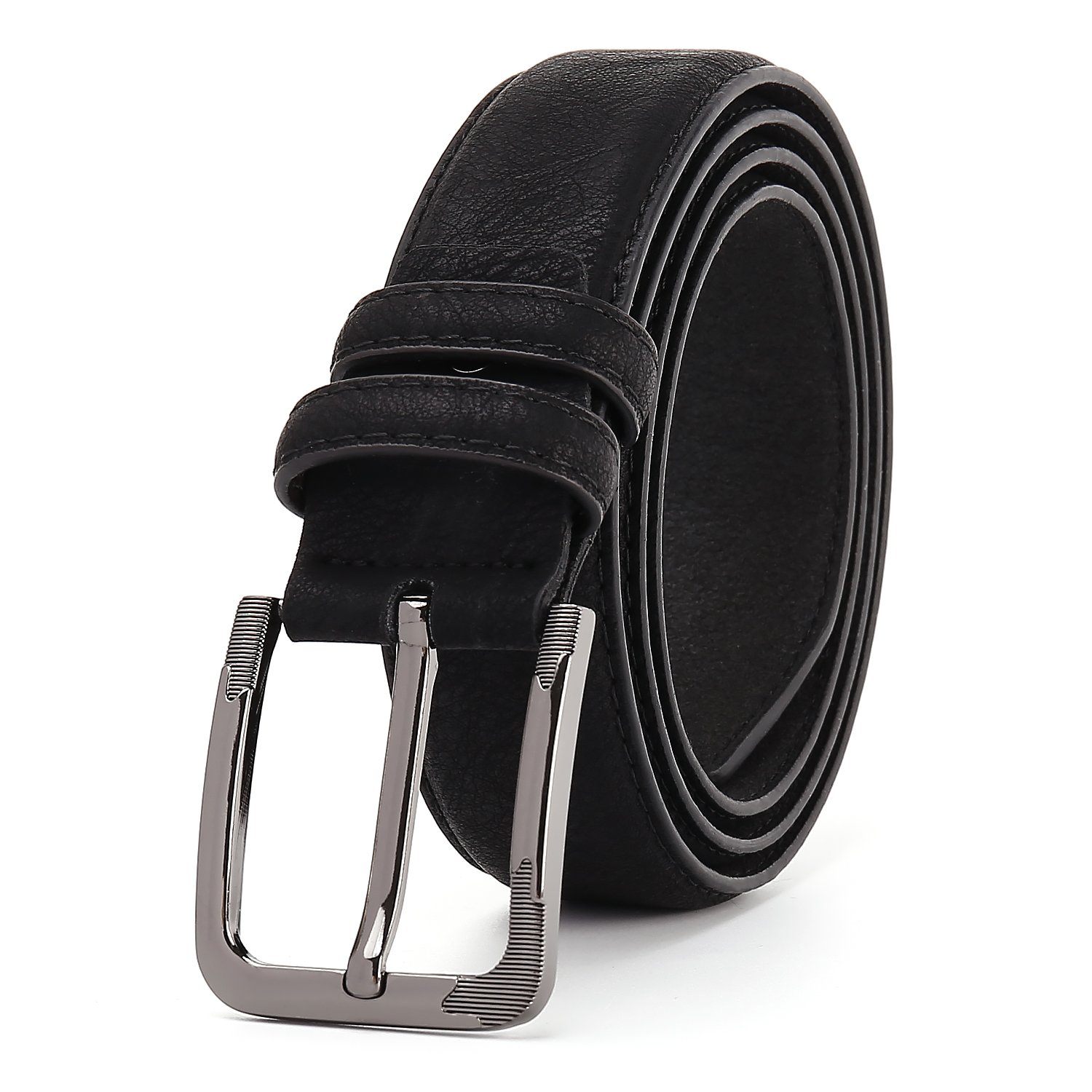 High quality pu leather belt emboss men's leather belt alloy pin buckle belt men
