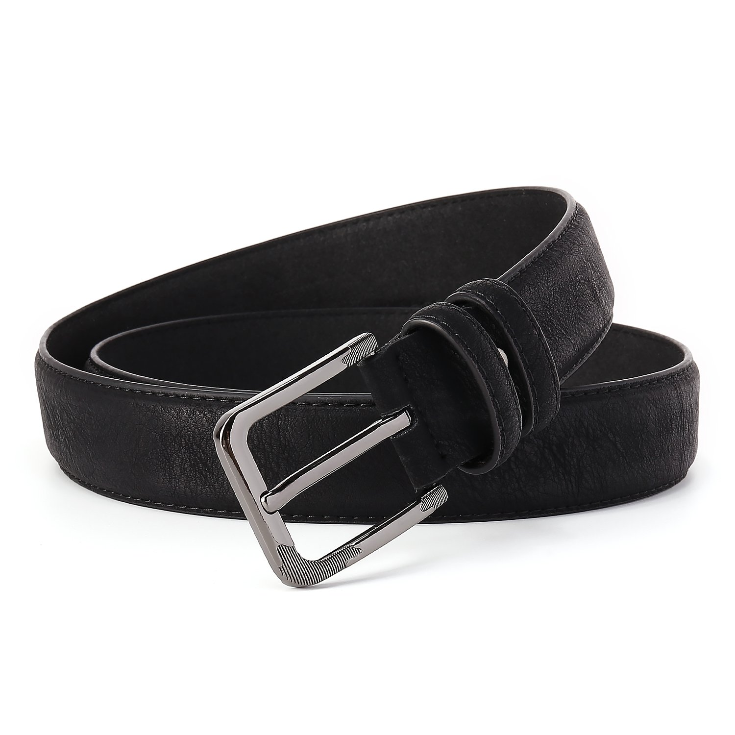 High quality pu leather belt emboss men's leather belt alloy pin buckle belt men