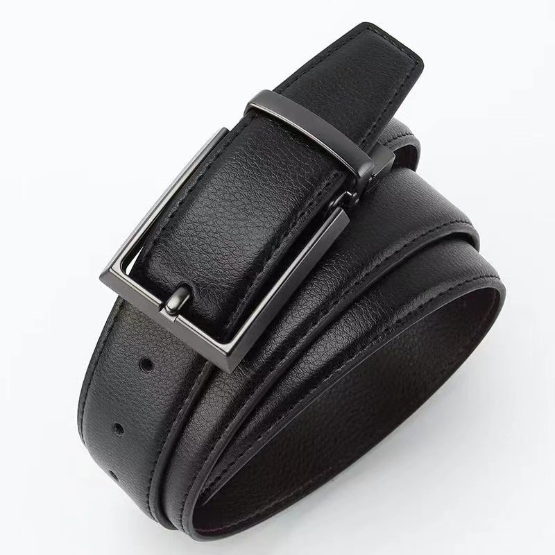 New men's leather needle buckle belt with rotatable buckle and perforated belt fashion trend business for men