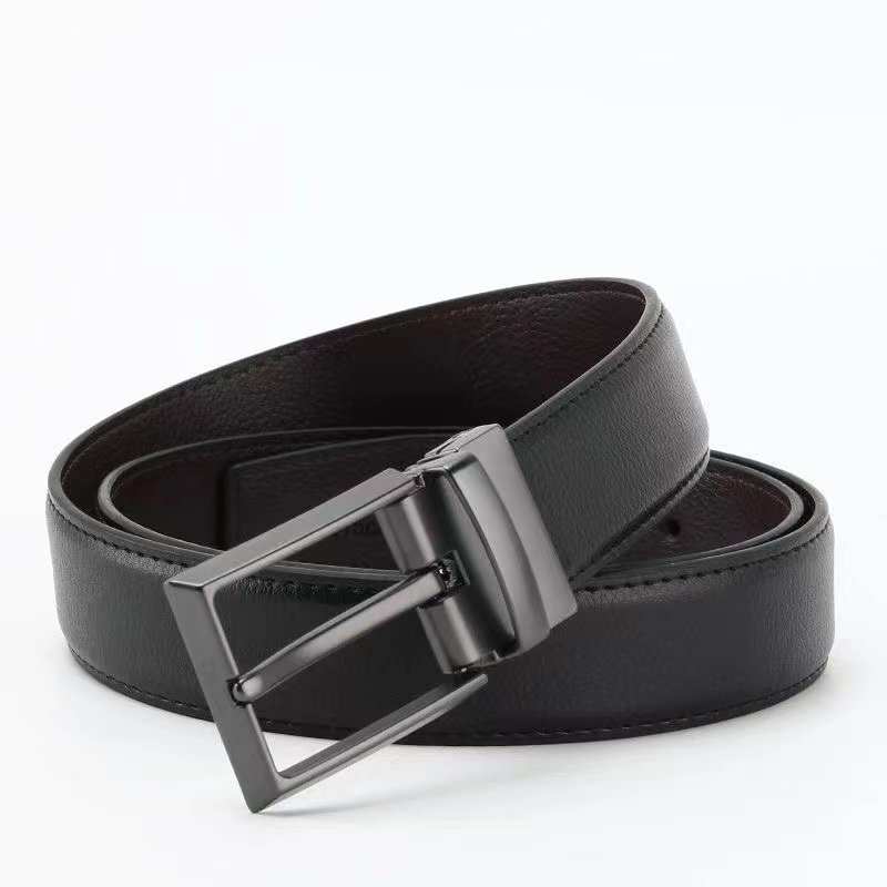 New men's leather needle buckle belt with rotatable buckle and perforated belt fashion trend business for men