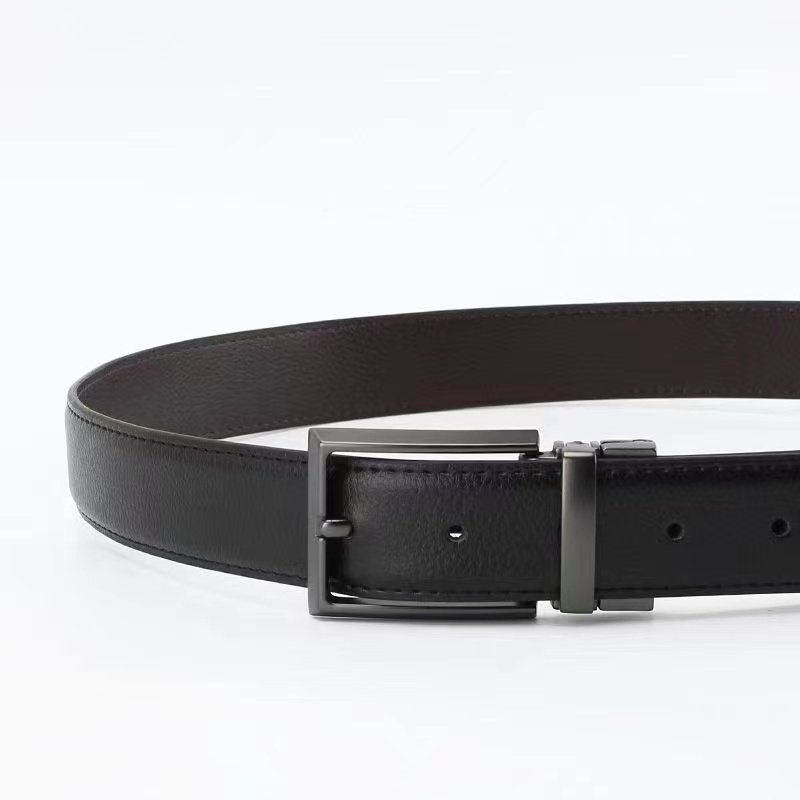New men's leather needle buckle belt with rotatable buckle and perforated belt fashion trend business for men