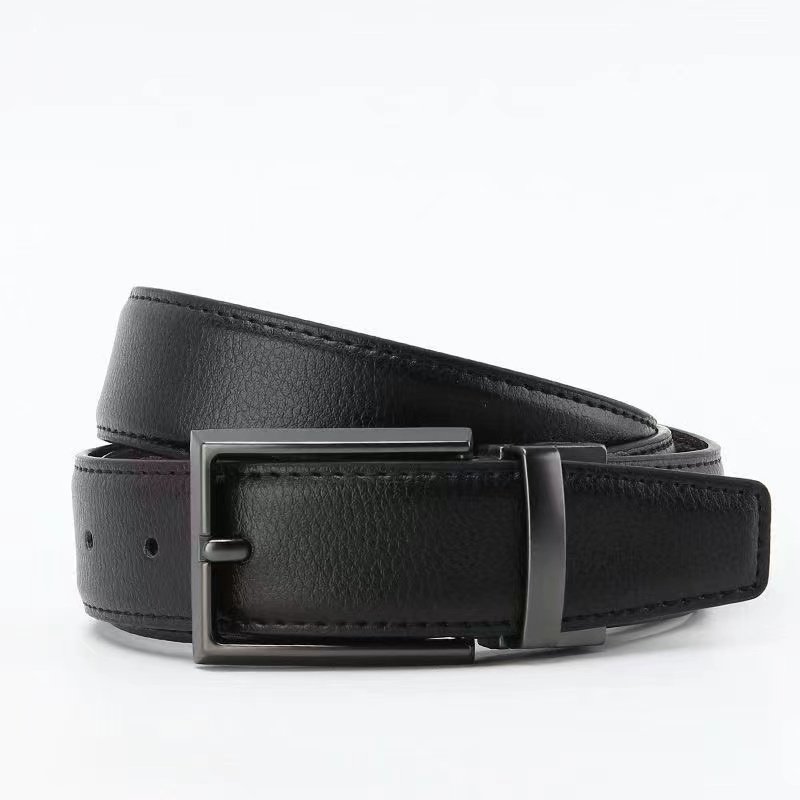 New men's leather needle buckle belt with rotatable buckle and perforated belt fashion trend business for men