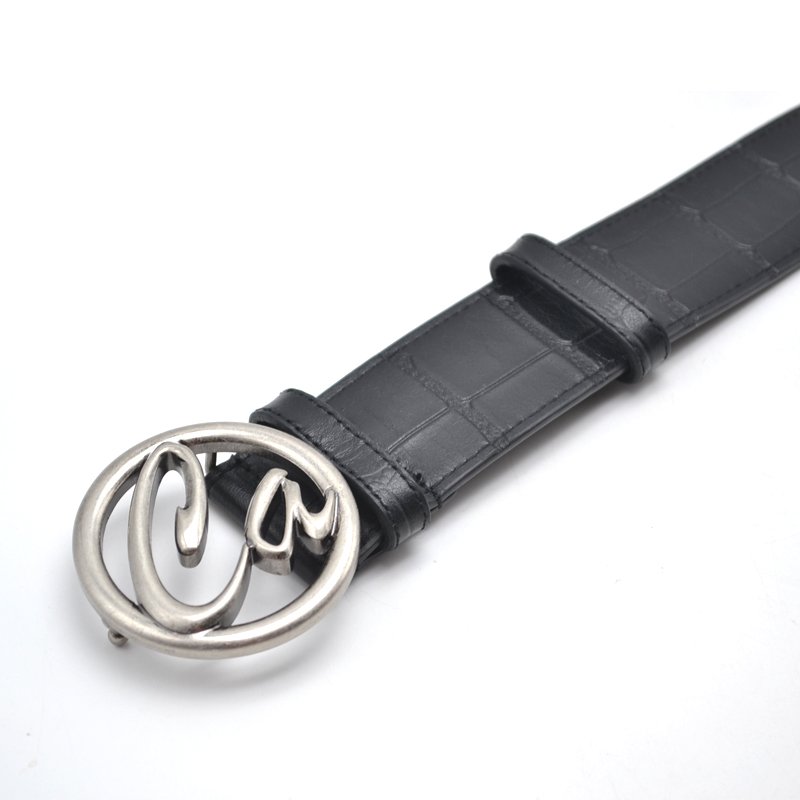 Vintage style solid brass buckle belt high quality custom crocodile leather belt for men