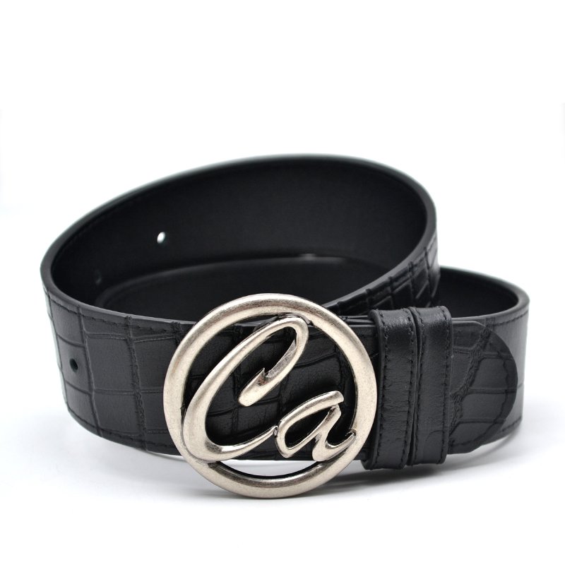 Vintage style solid brass buckle belt high quality custom crocodile leather belt for men