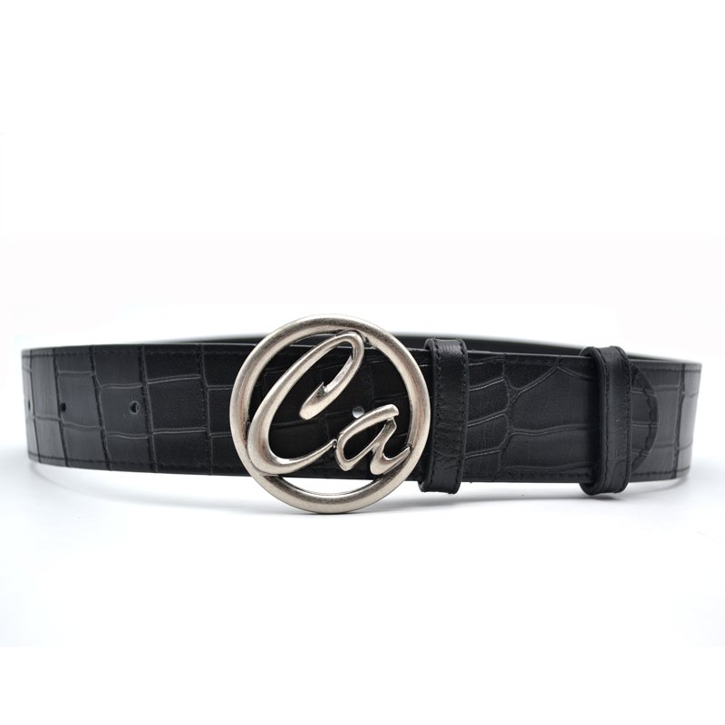 Vintage style solid brass buckle belt high quality custom crocodile leather belt for men