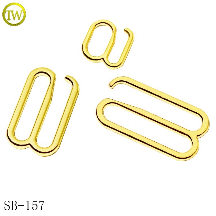 Hot selling bra decorative strap hook gold color swimwear rings clasp adjustable G buckle alloy square rings for bikini
